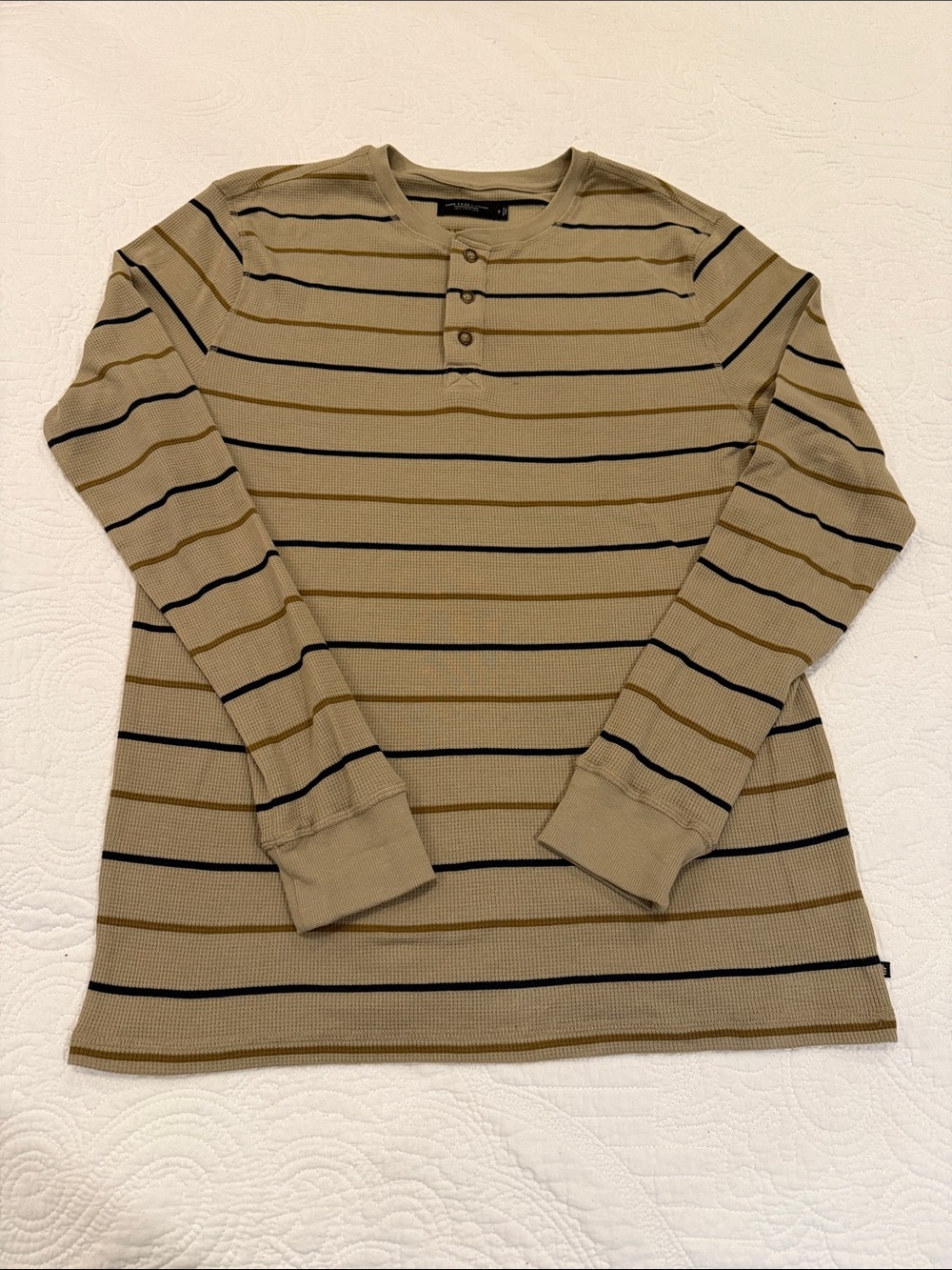 Junk Food Clothing Beige Striped Long-Sleeve Henley